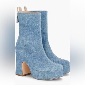 New Revolve AGL Shanice Denim Platform Ankle Boots Size 37 or 7 US